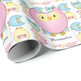 Papel De Regalo Tema de Baby Shower Pastel Pink Owl