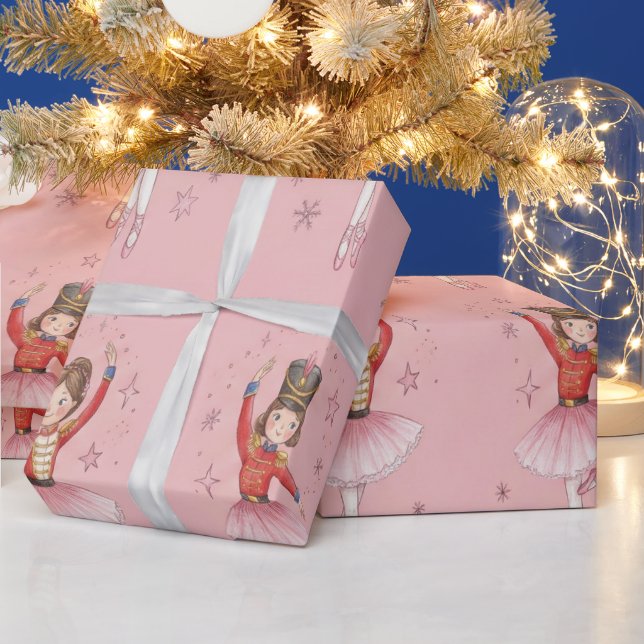 Papel De Regalo Tema de Ballet de Cascanueces Rosa para Niñas (Vacaciones)