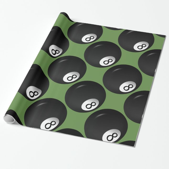 Papel De Regalo Tema de billar bola ocho (Desenrollado)