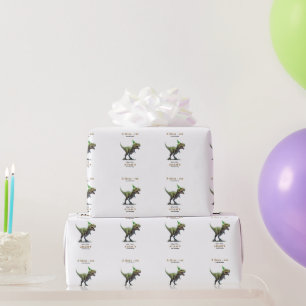 Papel De Regalo Tema de Cumpleaños de Dinosaurio Tres Rex Dino Chi