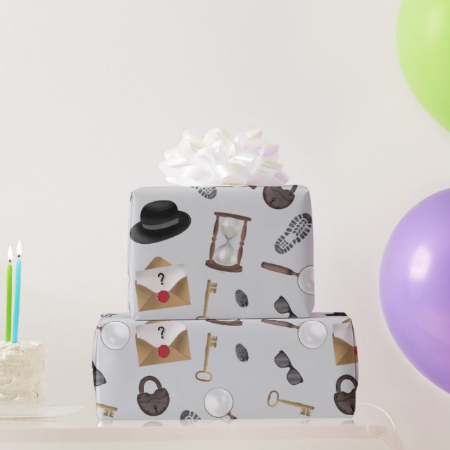 Papel De Regalo Tema de detectives de agentes secretos misteriosos (Regalos de fiesta)