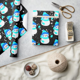 Papel De Regalo Tema de los Navidades "Bleu Snowman"