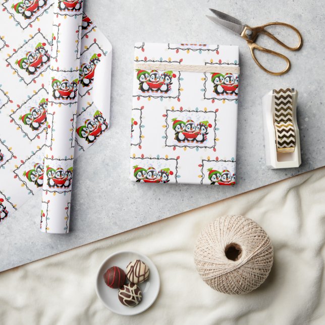 Papel De Regalo Tema de los Navidades "Cute Pingouin" (Artesanía)