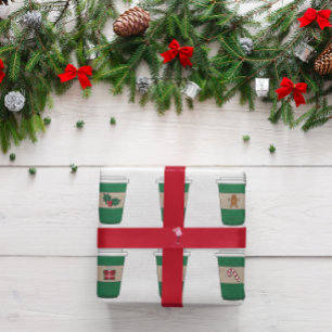 Papel De Regalo Tema de los Navidades de la Copa Coffee Latte Expr