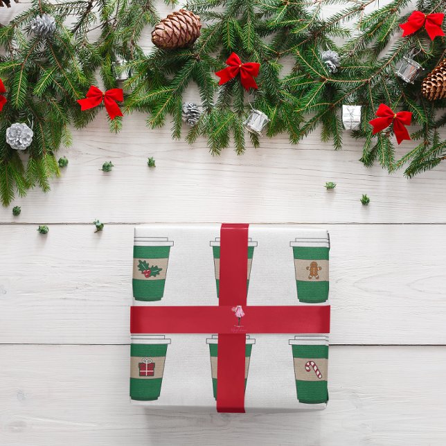 Papel De Regalo Tema de los Navidades de la Copa Coffee Latte Expr (Subido por el creador)