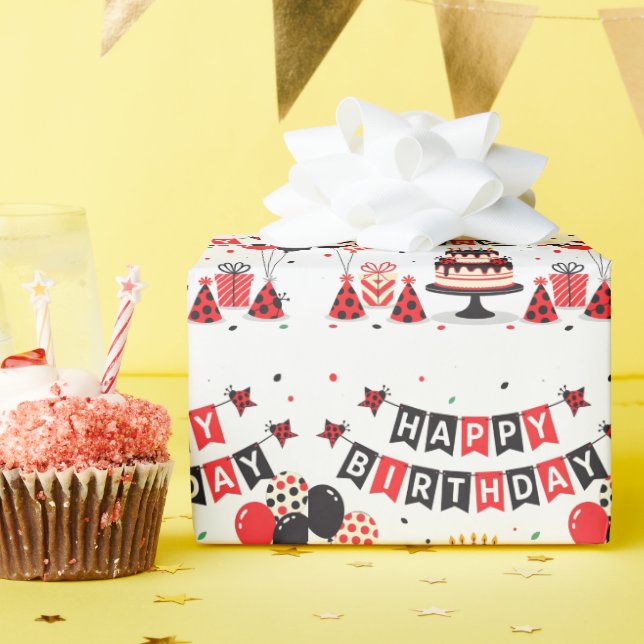 Papel De Regalo Tema de mariquita de cumpleaños feliz lindo (Fiesta de cumpleaños )