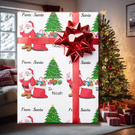Papel De Regalo Tema de Navidades clásicos con el nombre del niño
