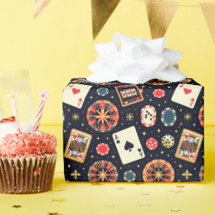 Papel De Regalo tema de patrón de casino sobre negro