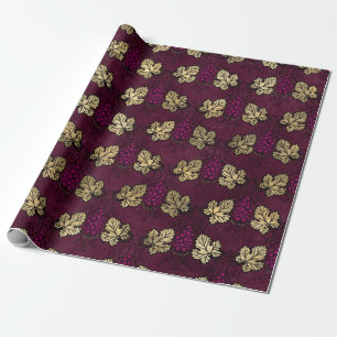 Papel De Regalo tema de vino de ciruela y oro de Borgoña