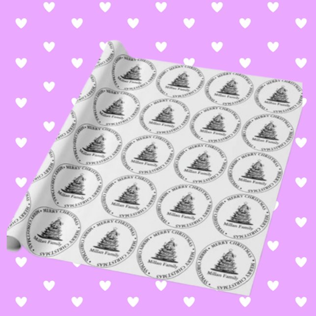 Papel De Regalo Tema del árbol de Navidad familiar (Wrap your gifts with love using our Family Christmas theme wrapping paper)