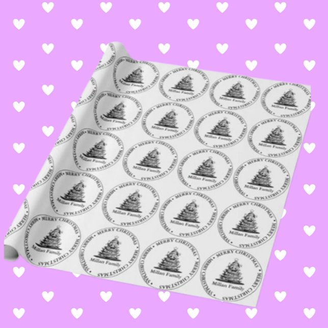 Papel De Regalo Tema del árbol de Navidad familiar (Wrap your gifts with love using our Family Christmas Tree theme wrapping paper.)