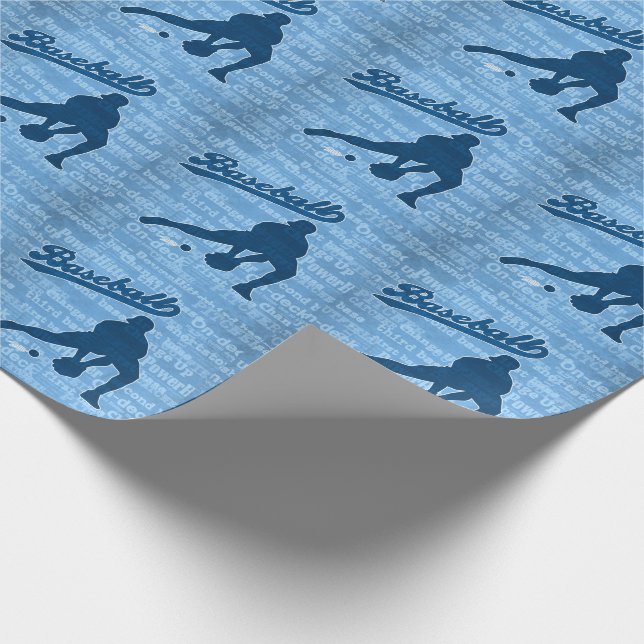 Papel De Regalo Tema del béisbol en tonos azules (Esquina)