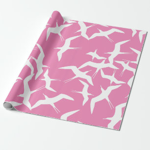 Papel De Regalo Tema del cielo de fondo rosado de las Aves Blancas