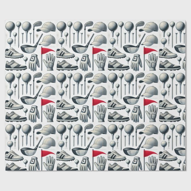 Papel De Regalo Tema del golf con zapatos de bandera de baloncesto (Superficie plana)