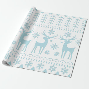 Papel De Regalo Tema del invierno del Arte Popular Azul Ártico