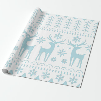 Papel De Regalo Tema del invierno del Arte Popular Azul Ártico