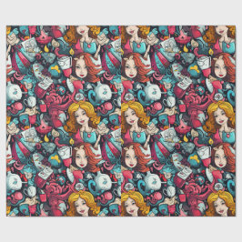 Papel De Regalo Tema Fiesta del té de Alicia Rosa