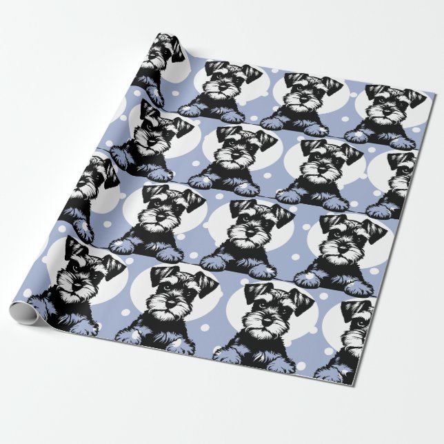 Papel De Regalo Tema personalizado Peeking Terrier Blue (Desenrollado)