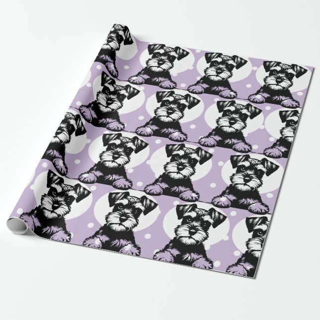 Papel De Regalo Tema personalizado Peeking Terrier Purple (Desenrollado)