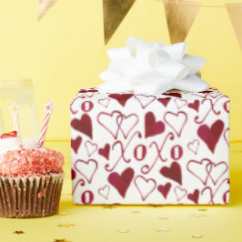 Papel De Regalo Tema Vintage Valentine XXOO Caligrafía de tinta ro