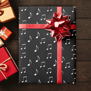 Papel De Regalo Temas musicales elegantes Black White Music Notes