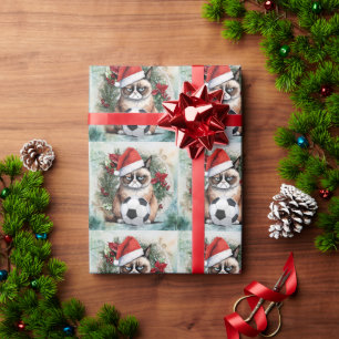 Papel De Regalo Temática de Navidades de fútbol para Gato Lover