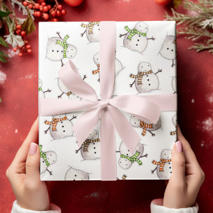 Papel De Regalo Temporada De Snowman Sobre Navidades De Fondo Blan
