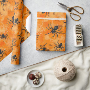 Papel De Regalo Temporada espeluznante de las arañas góticas de Ha