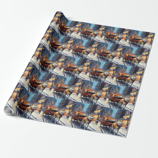 Papel De Regalo Temporada festiva de Navidades Akita (Desenrollado)