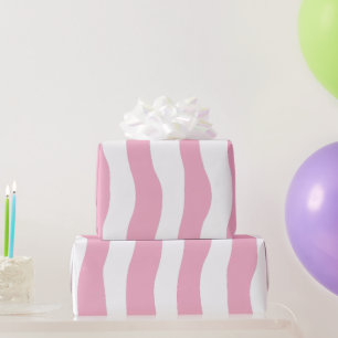 Papel De Regalo Tendencia de Raya Rosa Temblorosa Co
