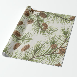 Papel De Regalo Tendencias Feliz Navidad Piñas y Ramas    