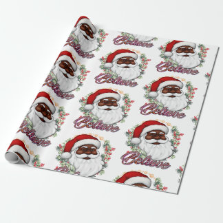 Papel De Regalo Tener un Melanin Navidades Papá Noel negro