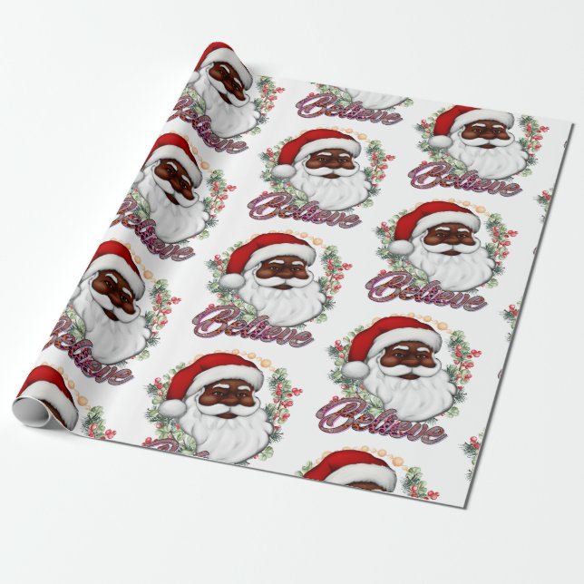 Papel De Regalo Tener un Melanin Navidades Papá Noel negro (Desenrollado)