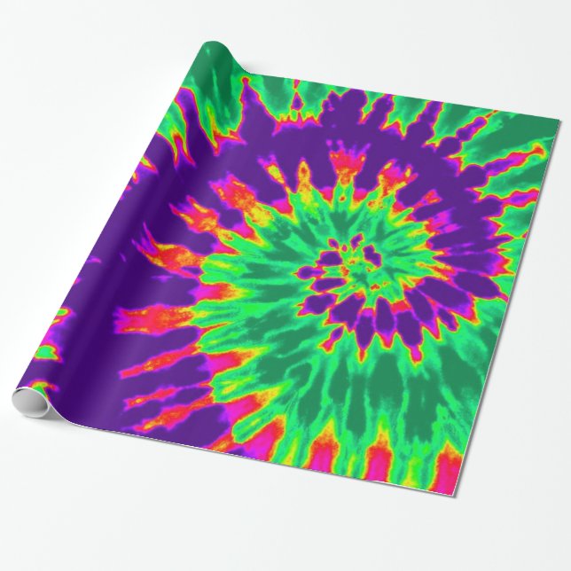 Papel De Regalo Teñido anudado púrpura y verde (Desenrollado)