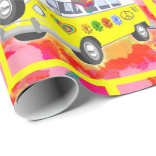 Papel De Regalo teñido anudado Retro Hippy Van Butterfly de los