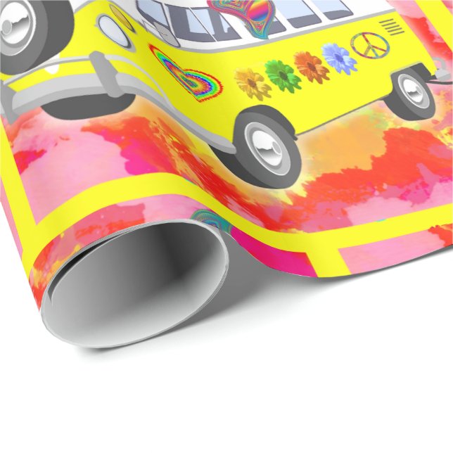 Papel De Regalo teñido anudado Retro Hippy Van Butterfly de los (Esquina del rollo)