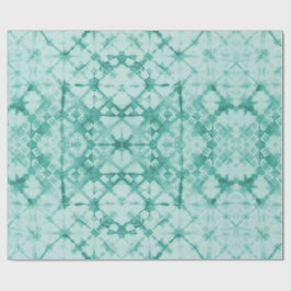 Papel De Regalo Teñido Shibori Cuadros Verde Azulado