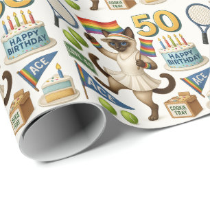 Papel De Regalo Tenis 50 años para los amantes del gato