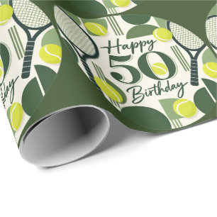 Papel De Regalo Tenis cumpleaños 50 pelota de tenis y número
