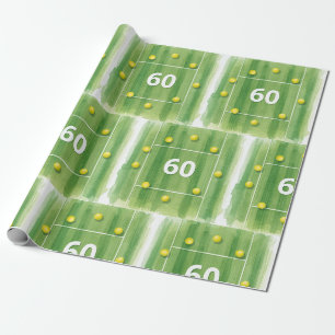 Papel De Regalo Tenis cumpleaños 60 con pelotas en la cancha