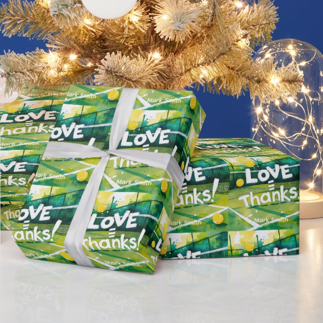 Papel De Regalo Tenis Gracias fiesta con raqueta y pelota (Vacaciones)