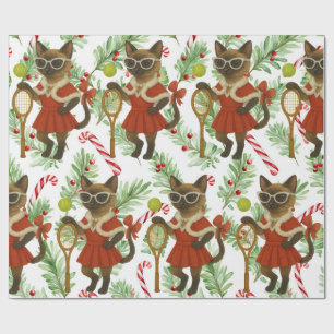 Papel De Regalo Tenis Navidad temática para amantes de gatos siame