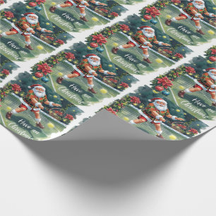 Papel De Regalo Tenis Santa jugando tenis en la cancha