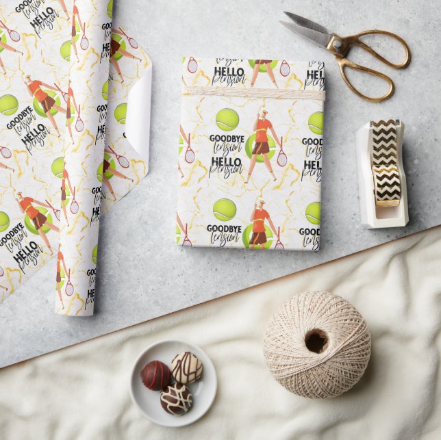 Papel De Regalo Tenis temática para la jubilación de tenista (Artesanía)