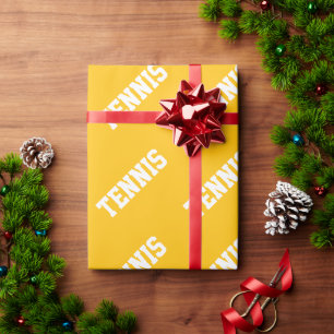 Papel De Regalo TENIS Texto Blanco Atlético Sobre Naranja Amarillo