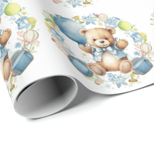 Papel De Regalo Tennis Baby Shower para Baby Boy con temática azul