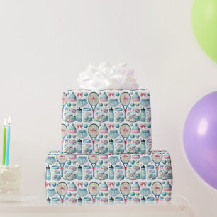 Papel De Regalo Tennis Baby Shower para Baby Boy con temática azul