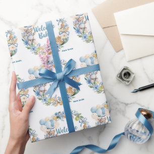 Papel De Regalo Tennis Baby Shower para Baby Boy con temática azul