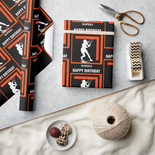 Papel De Regalo Tennis Birthday, Tennis Girl Player  (Artesanía)