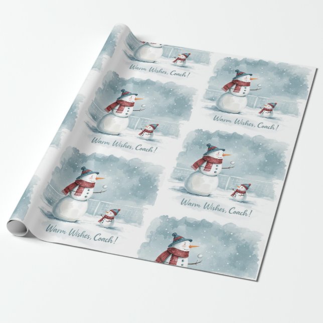 Papel De Regalo Tennis Christmas  Festive Snowman  (Desenrollado)